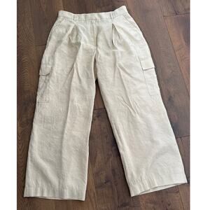 Abercrombie and Fitch High Waisted Wide Leg Cargo Pants Beige Womens 31R